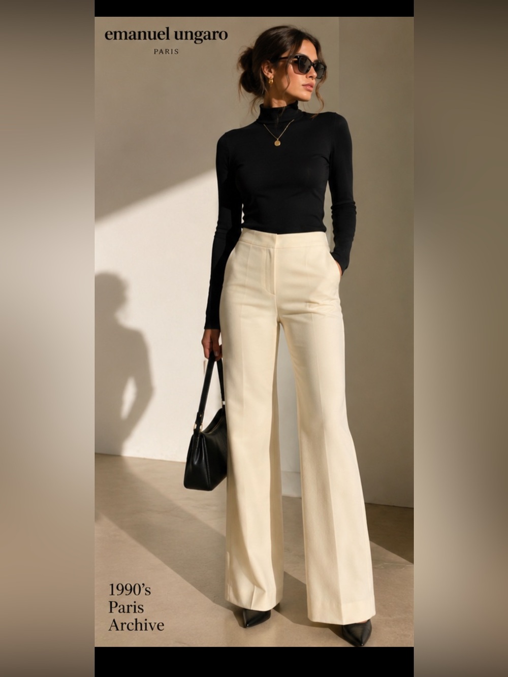 Vintage 90’s Emanuel Ungaro  Paris Cream Tailored Trousers EU 36